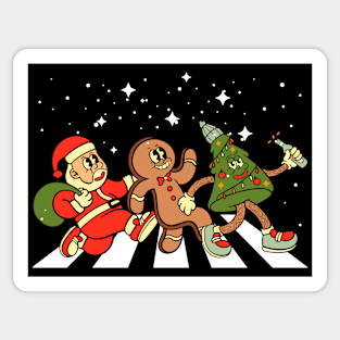Christmas Road, Santa Claus, Gingerbread man, Christmas tree Sticker